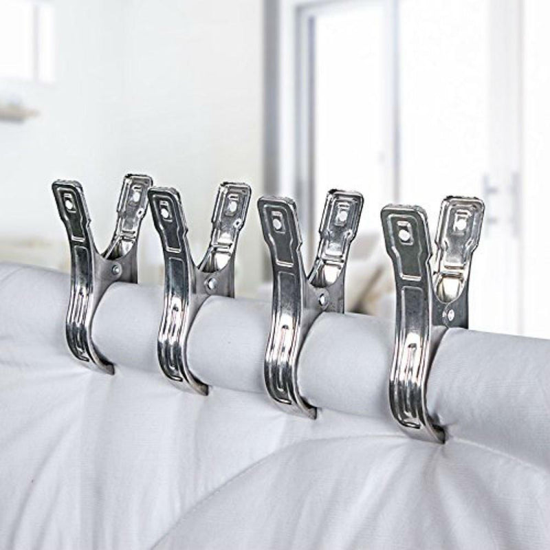 AKOAK 6 Pieces Stainless Steel Beach Bath Towel Quilt Clips - Jumbo Size - Keep Your Towels From Blowing Away