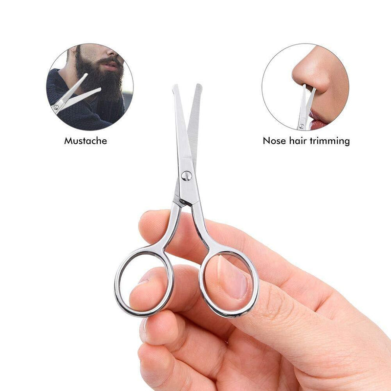 LIVINGO Premium Curved and Rounded Nose Hair Scissors for Men, 2 PC Set Nail Cuticle Manicure Scissors Shears Kit for Beard/ Mustache, Ear, Facial Hair, Eyebrows, Eyelashes for Women