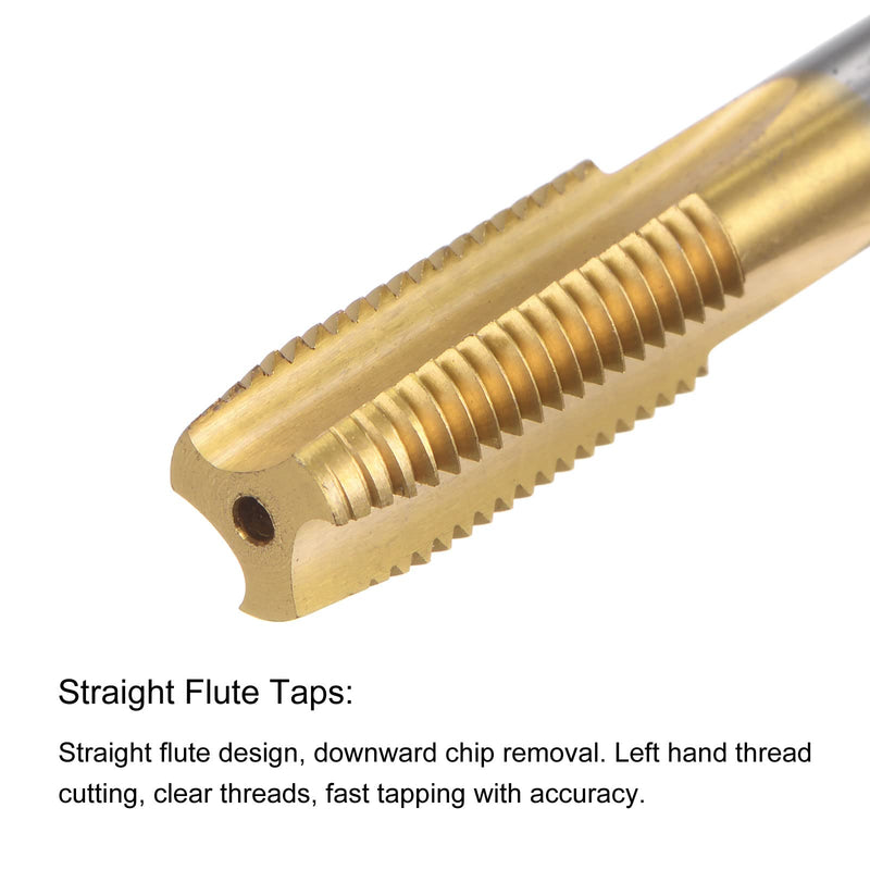 sourcing map tap with straight flute M10x1.25 metric left titanium M35 cobalt HSS