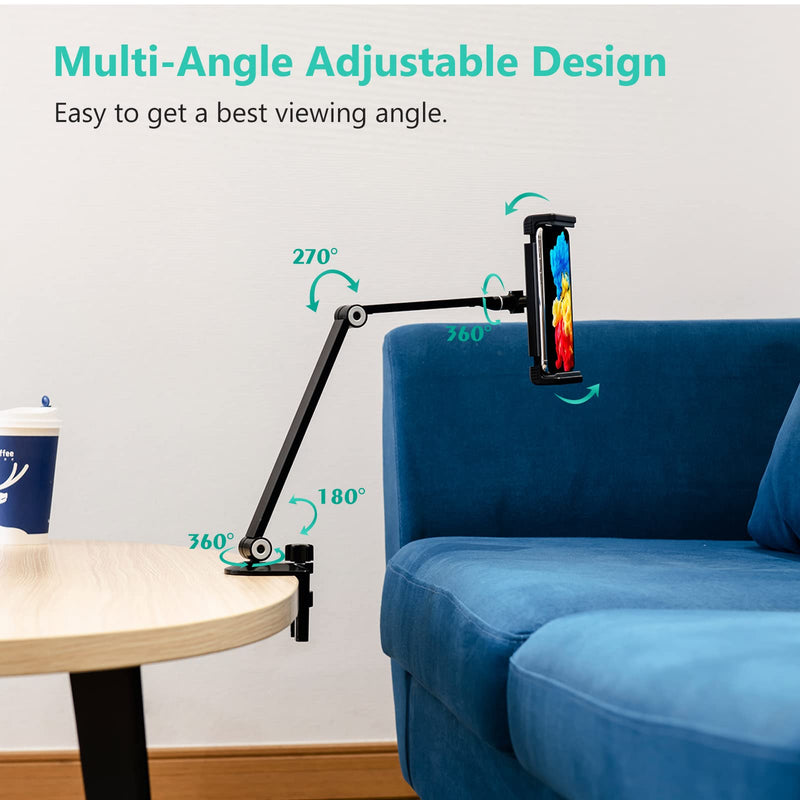 Surface Pro Mount, Tablet Holder, Inifispce Multi-Angle Adjustable Tablet Stand Holder for 4.7''- 13'' Screen Microsoft Surface Pro Series, iPad Pro 11 / 12.9, iPad, Mini, Air and More (Black) Black