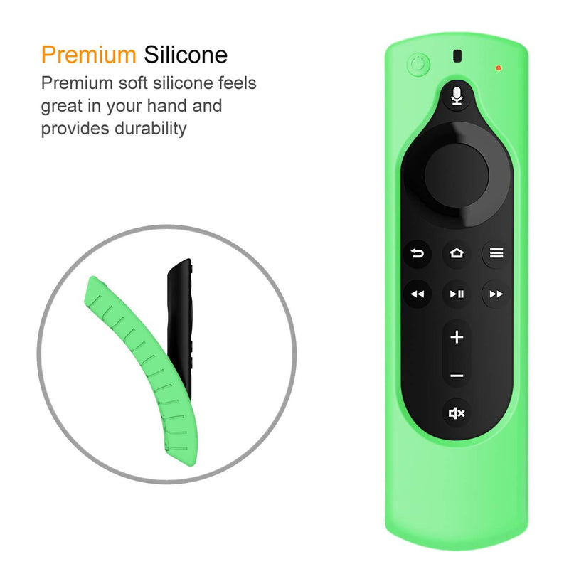 CaseBot Remote Case for Fire TV Stick 4K Max/Fire TV Stick (2nd and Later) / Fire TV Stick Lite/Fire TV Cube - Anti-Slip Silicone Cover for Alexa Voice Remote (2nd Gen and 3rd Gen), Green-Glow Green Glow in the Dark