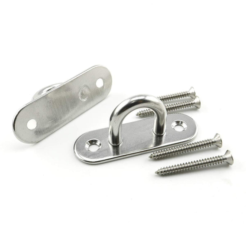 Lind Kitchen 2-Pack M8 Strip Type Eye Plate with Enclosed Hook 304 Stainless Steel Heavy Duty Ceiling & Wall Mount Hanging Hardware Fitting for Yoga Hammock Swing Marine Boat Application Strip - M8