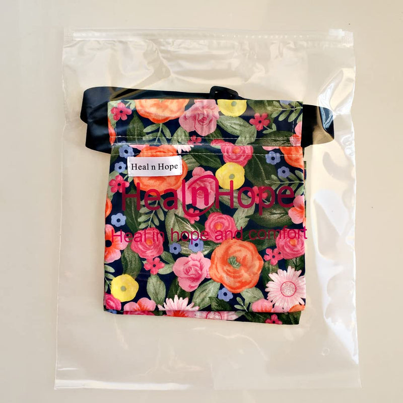 Heal n Hope Mastectomy Drain Belt Drainage Pouch Floral Print Holder Adjustable for JP Bulbs Breast Cancer Post Surgery Reconstruction Abdominal Tummy Tuck Recovery Surgical Pocket Cute Flower