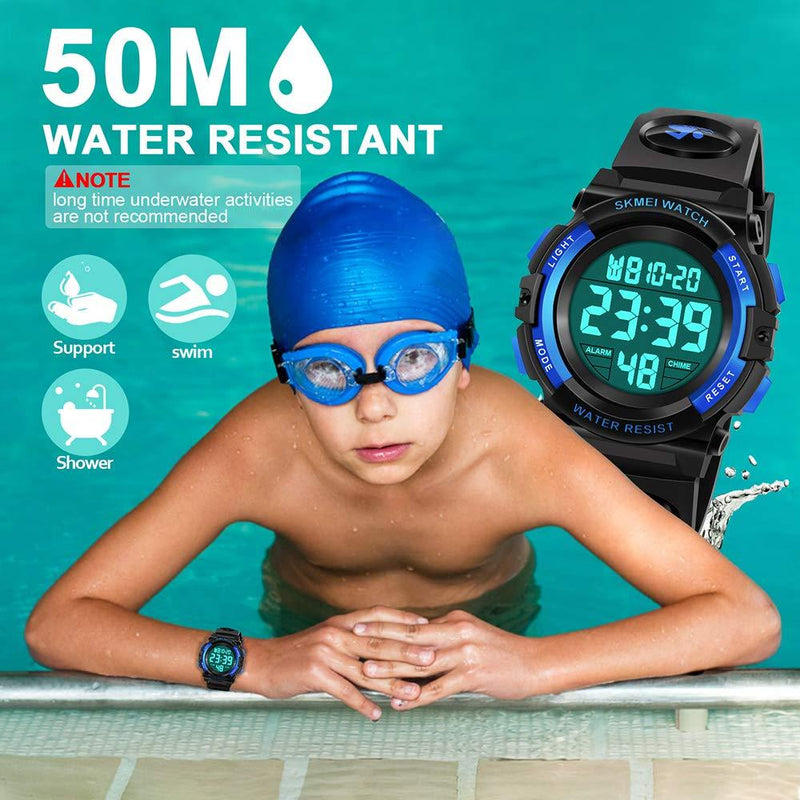 ATIMO LED 50M Waterproof Sports Digital Watch for Kids - Kids Gifts Blue