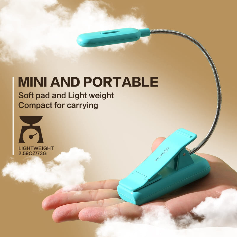 VAVOFO Clip On Book Light for Bed Kids, 7 LED Reading Light with 9-Level Warm Cool White Daylight, Eye Care Lamp with Power Indicator for Bookworms (Blue) Blue
