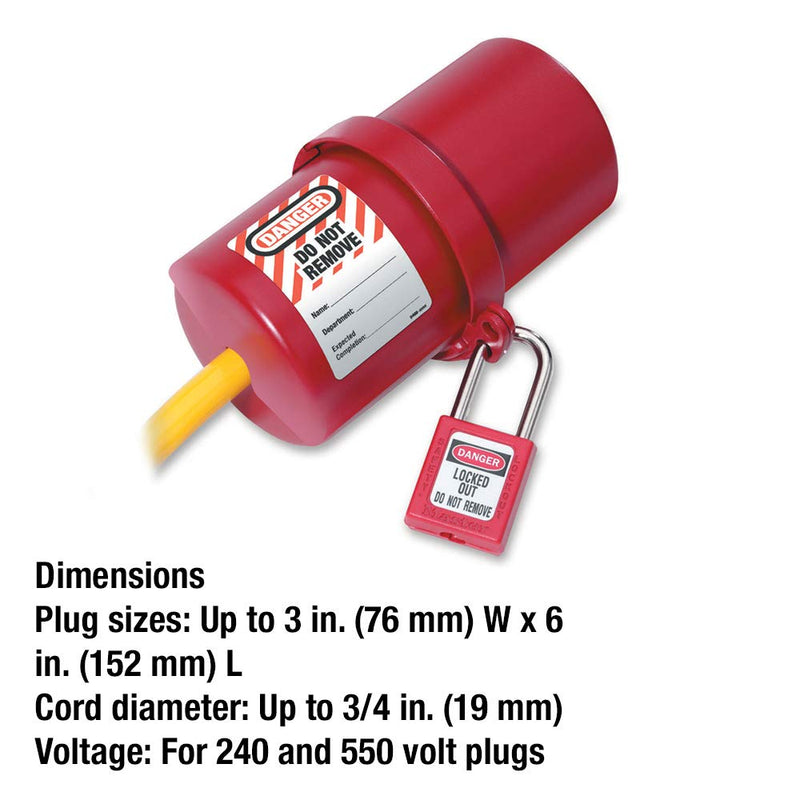 Master Lock 488 Lockout Tagout Electrical Plug Lockout, 220 - 550 Volts Red