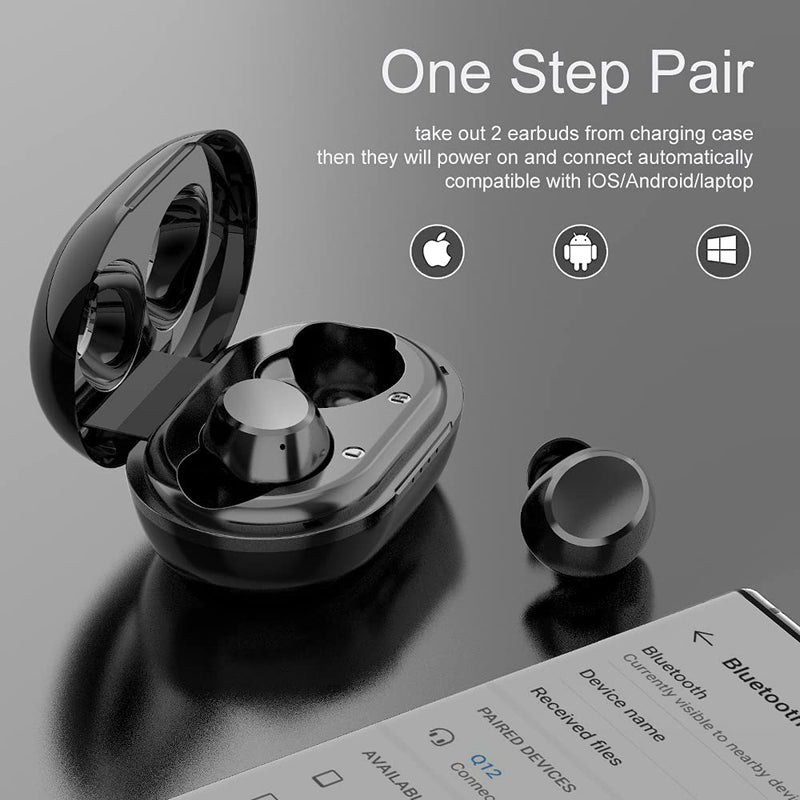 Wireless Earbuds, Mini Bluetooth Wireless Headphones with Mic Bluetooth 5.0 Earbuds with LED Display, Charging Case, Smart Touch Control, 30H Playtime, IP7 Waterproof Bluetooth Headset for Sports/Work