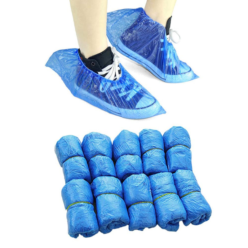 Shoe covers, disposable, non-slip, overshoes, waterproof, disposable shoe covers, plastic, overshoes for shoes, 100 pieces - blue DE