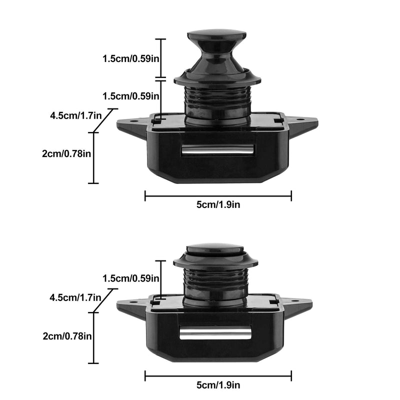 OCGIG 5 PCS Push Button Latch Cabinet Door Catch Keyless Cupboard Locks for RV Motorhome Camper Caravan(Black) Black-5PCS