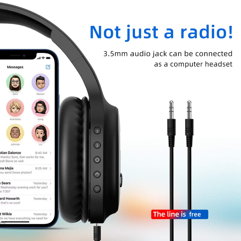 Rechargeable and Portable Personal FM Radio Headphones with Best Reception, Walkman Wireless Headset FM Radio Ear Muffs for Jogging, Mowing, Cycling, Meeting FM Receiver