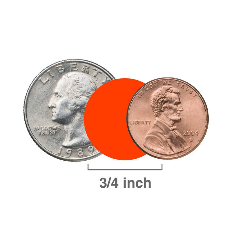 ChromaLabel 3/4 Inch Round Removable Color-Code Dot Stickers, 1000 per Roll, Fluorescent Red-Orange