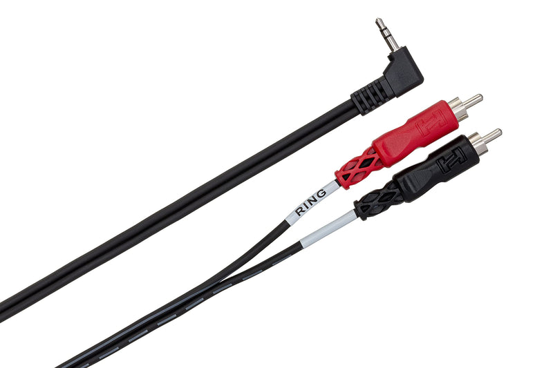 Hosa CMR-206R Right Angle 3.5 mm TRS to Dual RCA Stereo Breakout Cable, 6 Feet , Black 6 ft.
