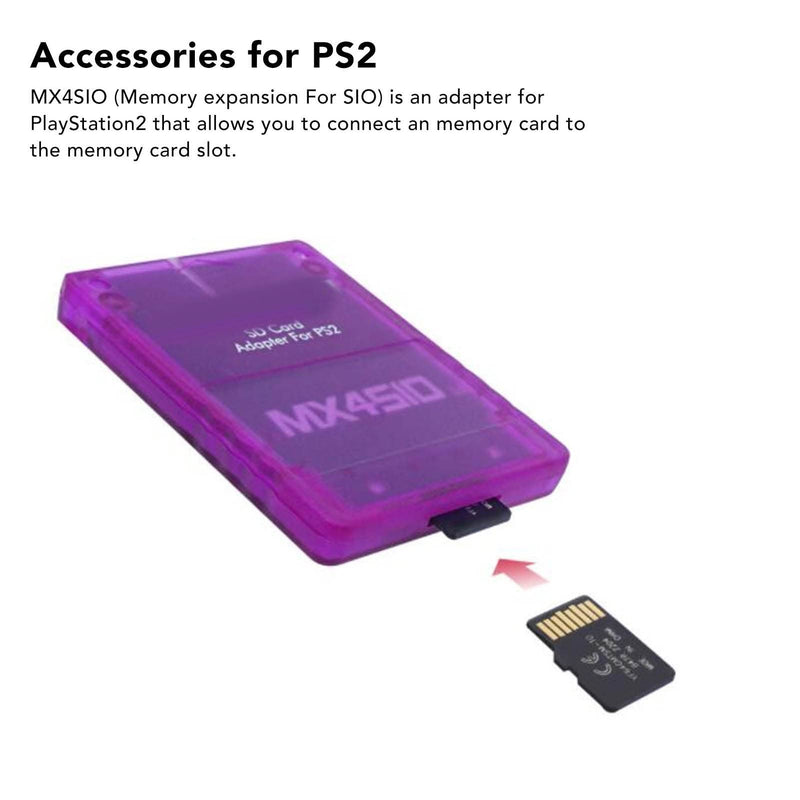 MX4SIO SIO2SD SD Card Adapter for PS2, Memory Card Expansion for SIO Replacement Memory Card Reader for PS2 Fat Console(Purple) Purple
