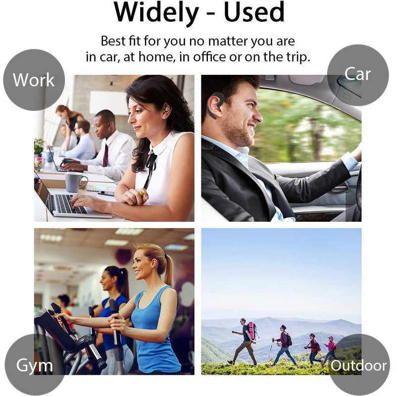 Ear-Hook Bluetooth Headset with Mic Lightweight Noise Cancelling 5 Hrs Playtime, Wireless Painless Wearing Earphones for Android Phones/iPhone X/8/7/6, Non Bone Conduction Headphone with Ear Plug