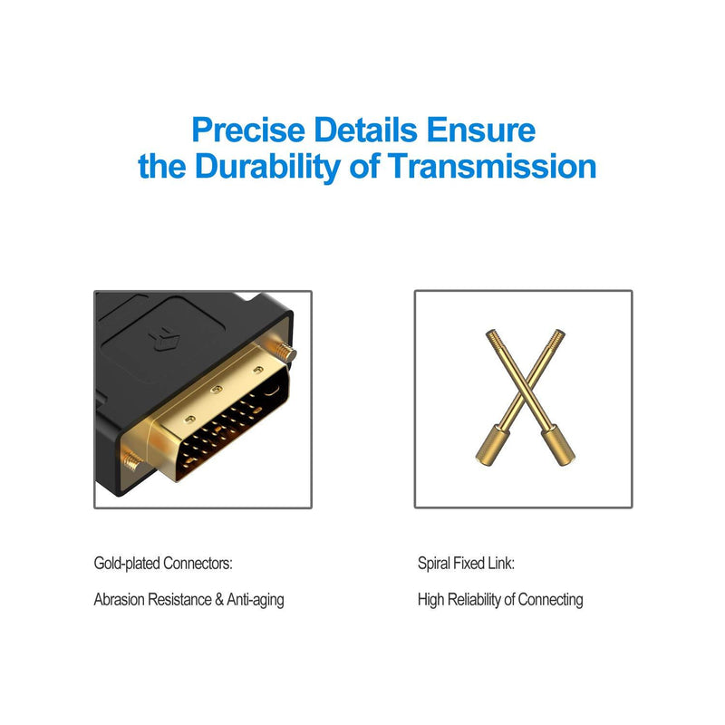 Rankie DVI to HDMI Adapter, 2-Pack Gold-Plated 1080P Male to Female Converter (Black) Black