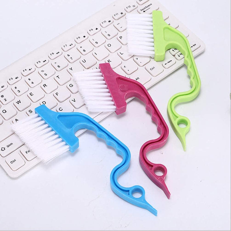 3Pcs Hand-held Groove Gap Cleaning Tools Door Window Track Kitchen Cleaning Brushes , for Window Air Conditioning Kitchen Cleaning （Blue, Green, Pink）