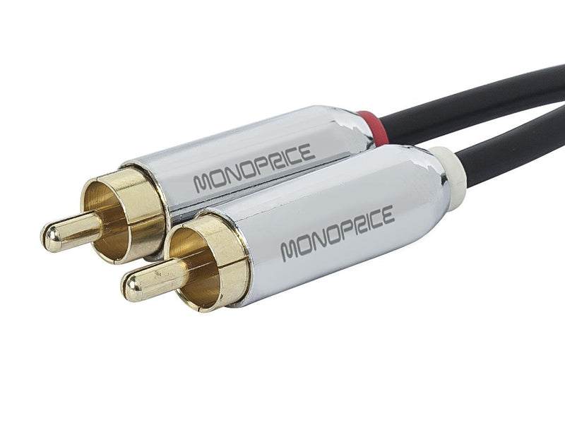 Monoprice Audio Cable - 3 Feet - Black | 3.5mm Stereo Male to RCA Stereo Male Gold Plated Cable for Mobile