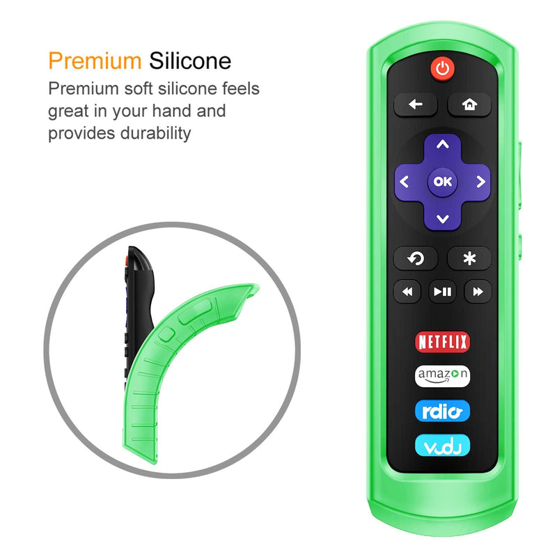 Fintie Protective Case for Roku Steaming Stick 3600R, TCL Roku TV RC280 Remote - CaseBot (Honey Comb Series) Light Weight (Anti Slip) Shock Proof Silicone Remote Controller Cover, Green Glow Steaming Stick (3600R) / TCL RC280 Z-Green Glow