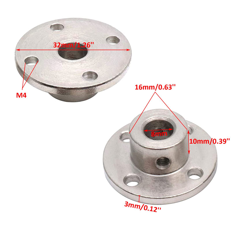 Sydien 4 Pcs 8mm Rigid Flange Shaft Coupling Motor Guide Shaft Coupler Connector with Set Screws & Wrench