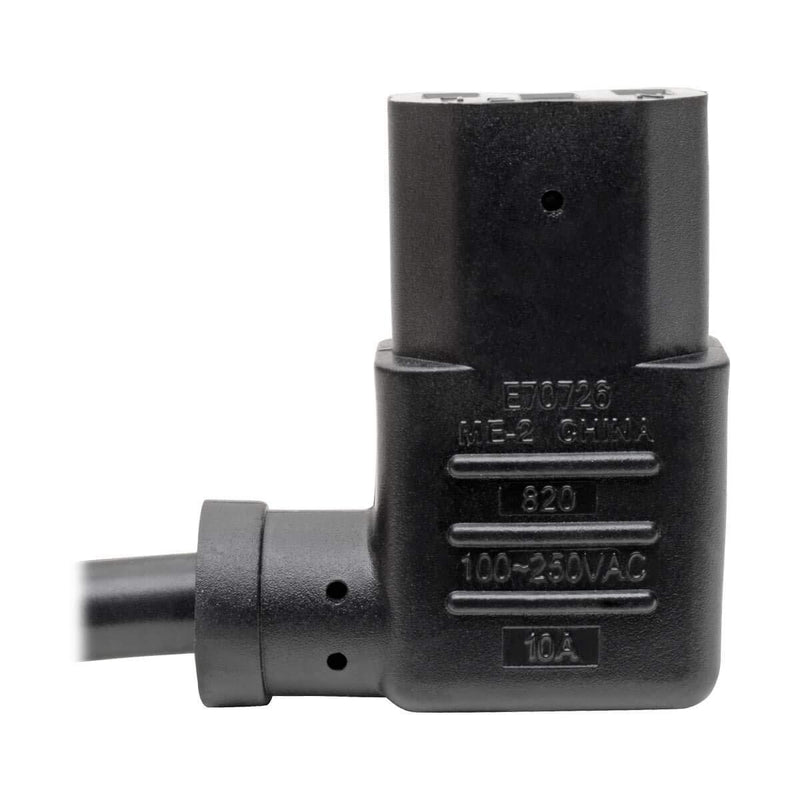 Tripp Lite Standard Computer Power Cord 10A,18AWG (NEMA 5-15P to Left Angle IEC-320-C13) 6-ft.(P006-006-13LA),Black 6 ft. Left Angle
