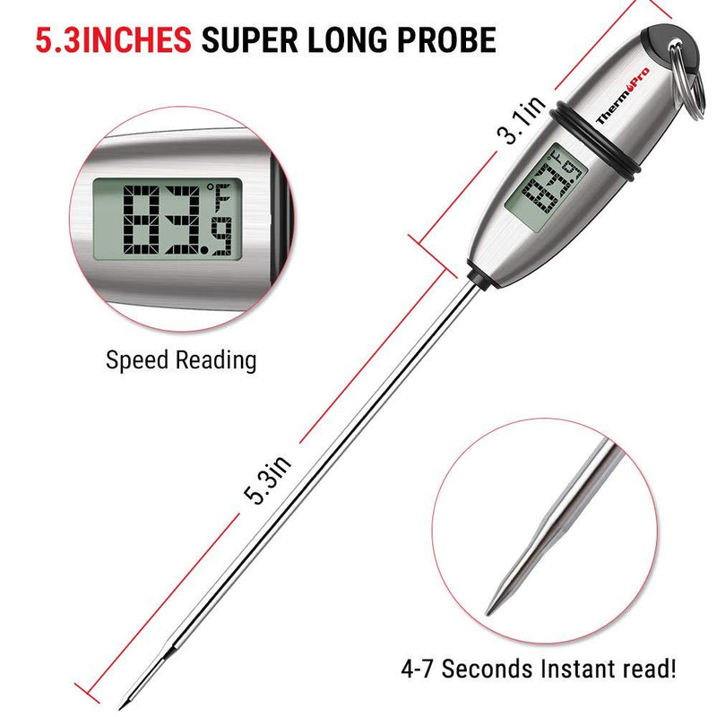 ThermoPro TP-02S Instant Read Meat Thermometer Digital Cooking Food Thermometer with Super Long Probe for Grill Candy Kitchen BBQ Smoker Oven Oil Milk Yogurt Temperature 1