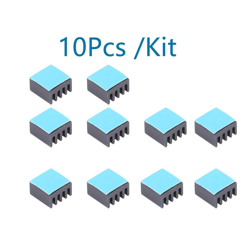 Awxlumv 10 pcs Small Heat Sinks 9 x 9 x 5 mm Aluminum Heatsink with Thermal Conductive Double Sided Tape for Cooling GPU IC Chips VRAM VGA RAM 9x9x5mm