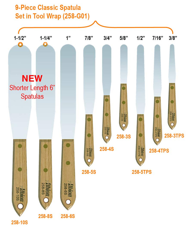 Albion Engineering Classic Offset Caulk Tooling Spatula, Stainless Steel Single 5/8" Wide Tapered Tip x 3" Long Blade