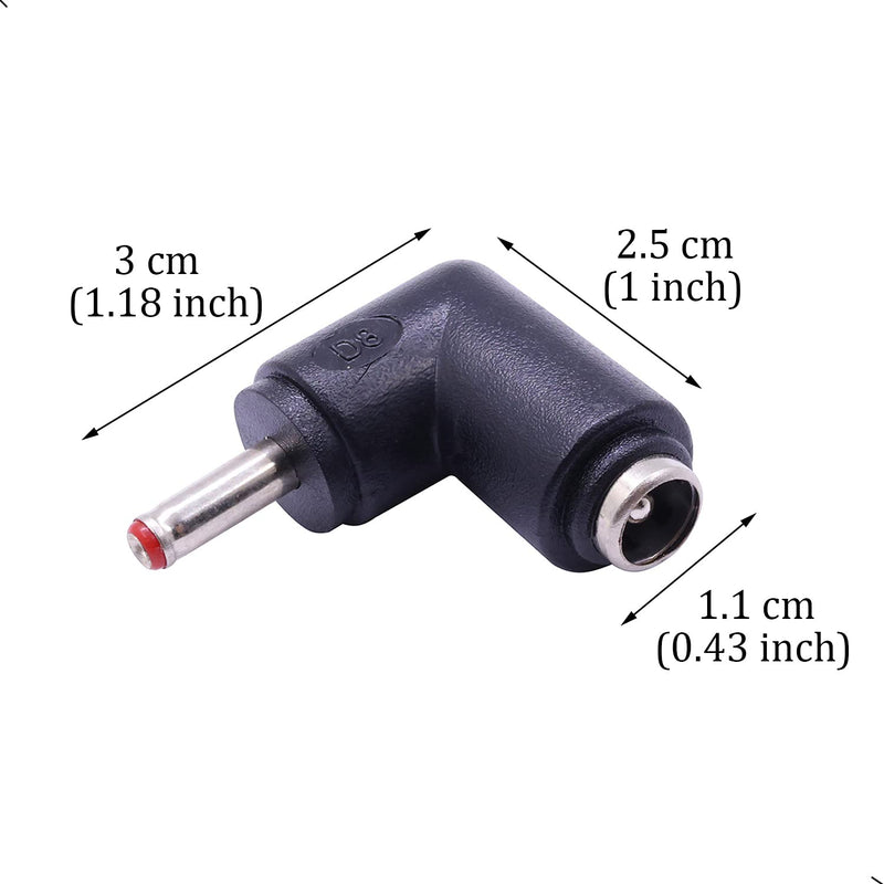 2Pcs DC Power Connector Adapter 90 Degree Angle 3.5mm x 1.35mm Male Plug to 5.5mm x 2.1mm Female Jack Coupler Converter (L Type 3.5 x 1.35mm Red)