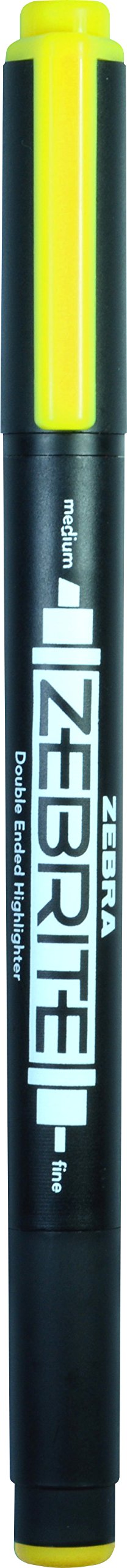 Zebra Zebrite Double-Ended Highlighter, Chisel and Fine Point, Yellow, 12 Pack