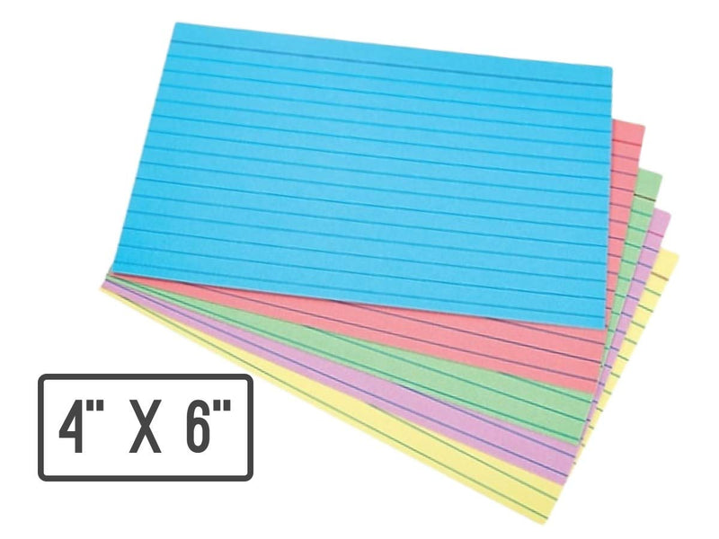 1InTheOffice Ruled 4" x 6" Index Cards, Assorted Pastel, 100/Pack - 2 Pack