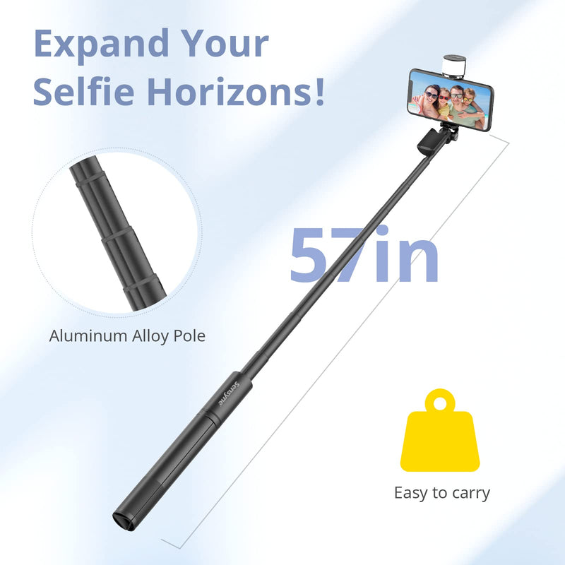 Sensyne Selfie Stick with Light, Phone Tripod with 360° Rotatable Handle Compatible with Cellphones for Selfies/Photography/Video Calls/Live Stream/Content Creating (Black) Black