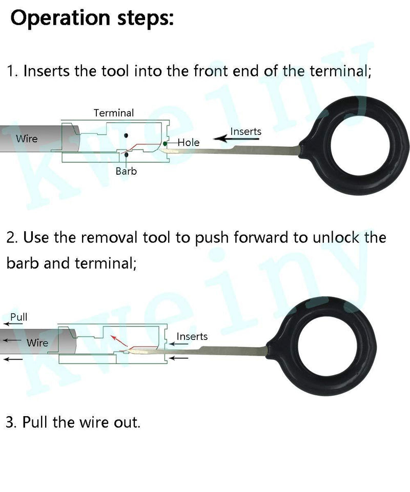 kweiny Auto Terminals Removal Key Tool Set | Car Electrical Wiring Crimp Connector Extractor Puller Release Pin Kit (18 Pieces)