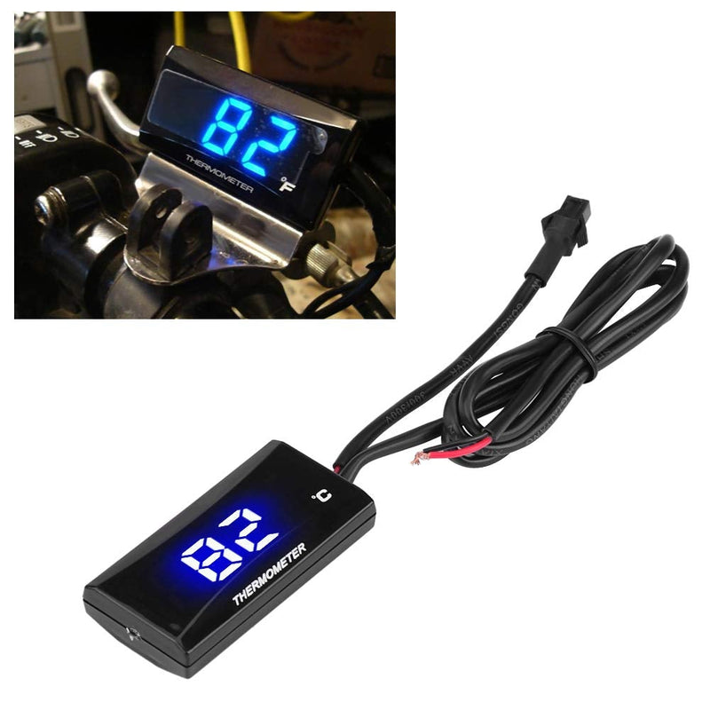 Qiilu Motorcycle Digital Thermometer Quad Square Instrument Water Temperature Meter Gauge,Blue Light Digital Hygrometer Humidity Temperature Meter