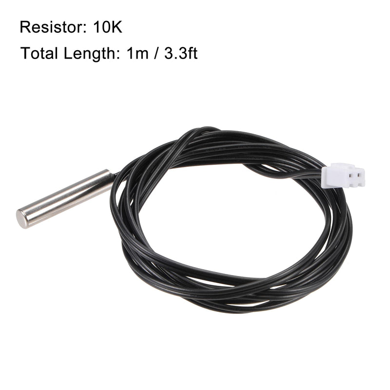 uxcell 2pcs 10K Temperature Sensor Probe, Stainless Steel NTC Thermal Sensor Probe 3.3ft Digital Thermometer Extension Cable