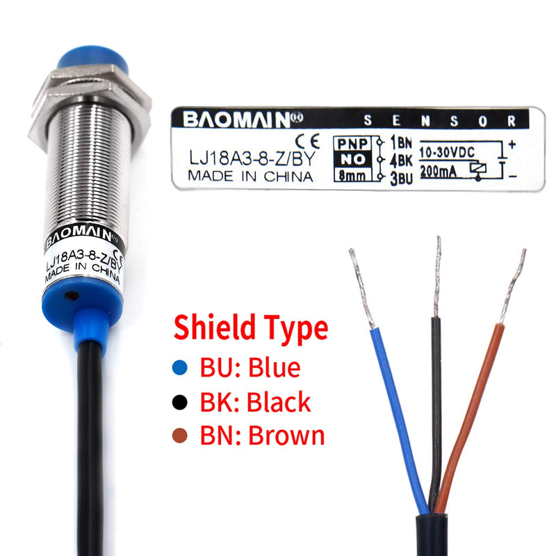 Baomain Inductive Proximity Sensor Switch LJ18A3-8-Z/BY 8mm Detection PNP NO