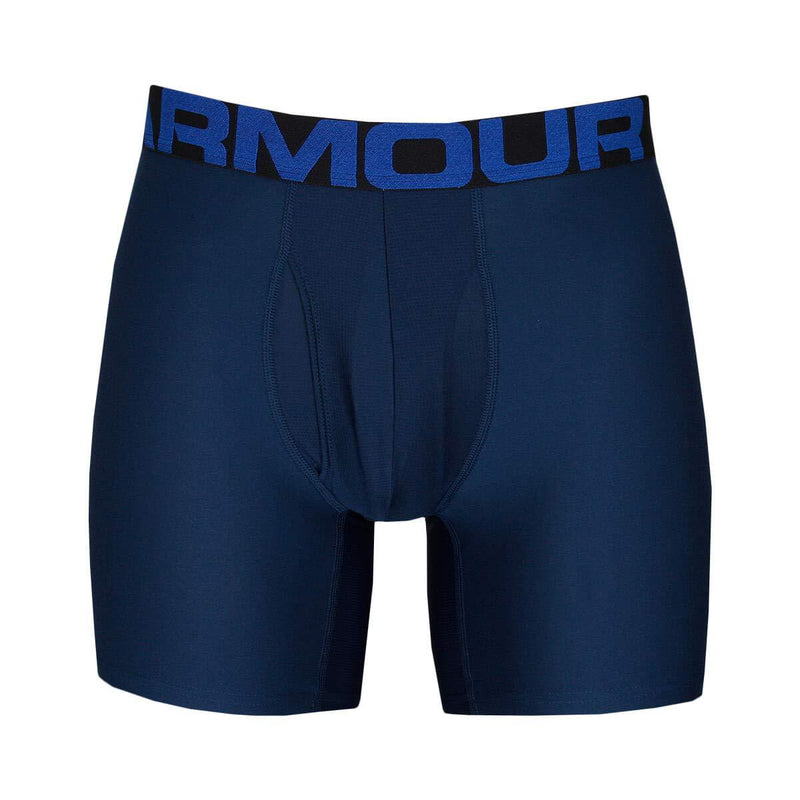 Under Armour Men's Tech 6-inch Boxerjock 2-Pack Academy Blue (408)/Mod Gray Light Heather Small