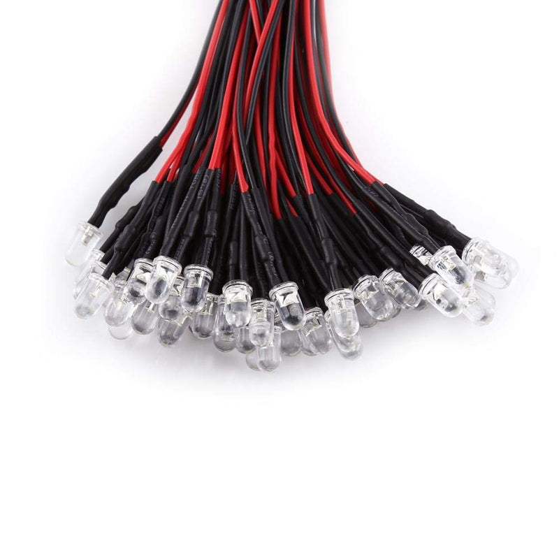 Diode LED lights, 50pcs 3/5/10mm DC 9-12V round water LED diode free emitting, LED pre-wired white/red/blue/green/light(3mm-white) 3mm white