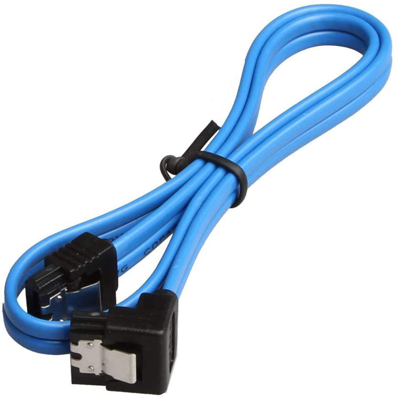 Relper-Lineso 6 Pack 90 Degree Right-Angle SATA III Cable 6.0 Gbps with Locking Latch 18Inch (6X Sata Cable Blue)