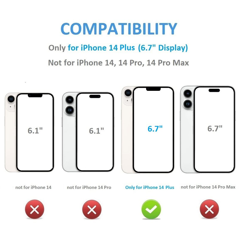 ONETOP Compatible with iPhone 14 Plus Wallet Case with Card Holder, PU Leather Kickstand Card Slots Case, Double Magnetic Clasp and Durable Shockproof Cover 6.7 Inch (Black) Black