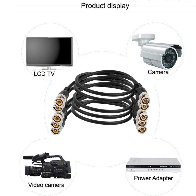 TraderPlus 5-Pack 10ft BNC Male to BNC Male Jumper 75-Ohm Cable Extension Connector for CCTV DVR to TV System (10 FT) 10 FT