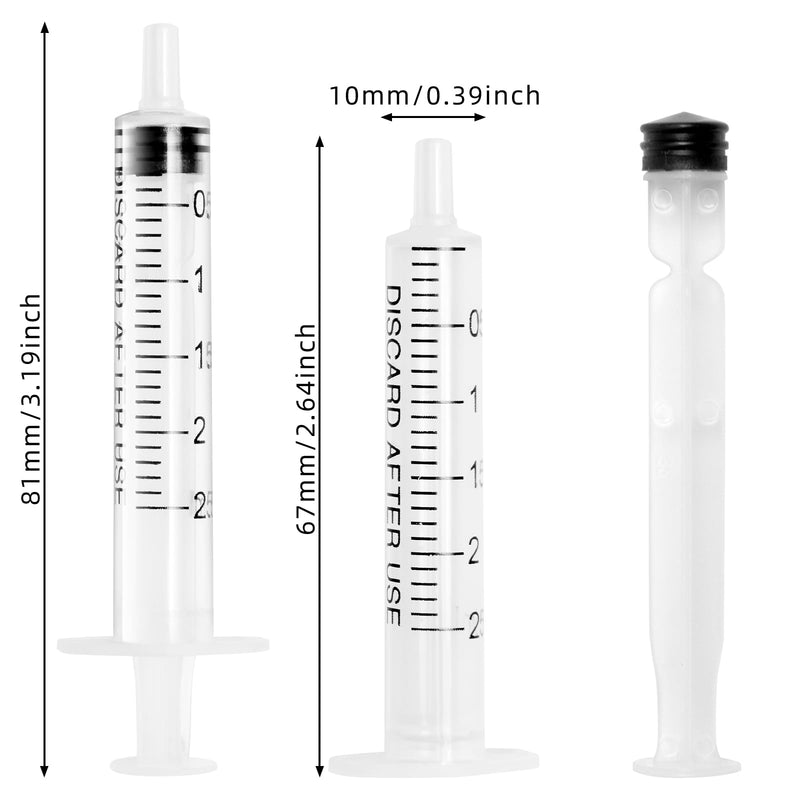 Pack of 50 syringes, 2 ml syringe, disposable syringes without needle, colostrum syringe, dosing syringe, liquid measuring syringes for scientific laboratories, watering, refilling, feeding pets