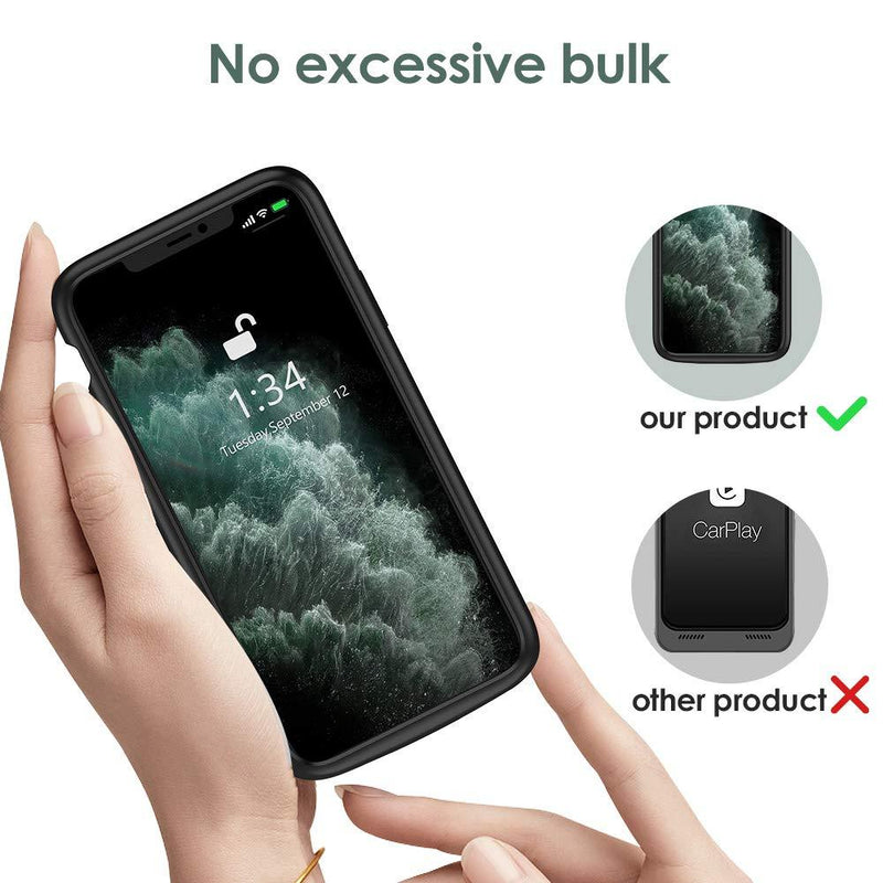 NEWDERY Battery Case for iPhone 11 Pro Max, 10000mAh Portable Protective Charging Case Extended Rechargeable Battery Power Bank for 6.5 Inch iPhone 11 Pro Max (Black)