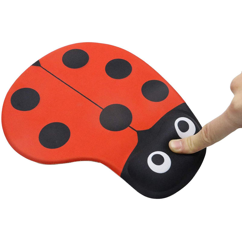 PCTC Mouse Pad, Red Cute Ladybug Comfortable Gel Wrist Support Mouse Pad - Ergonomic Gaming Desktop Mouse Pad Wrist Rest -Gaming Mouse Pad, Non-Slip PU Base for Computer, Laptop, Home, Office&Travel