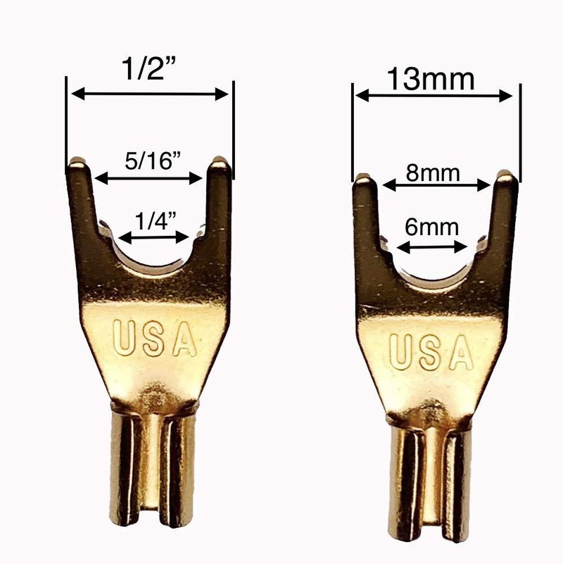 CESS-002L Barrier Spade Fork to 1/4 Inch TS Speaker Cable Adapter (Large Spade) Large Spade