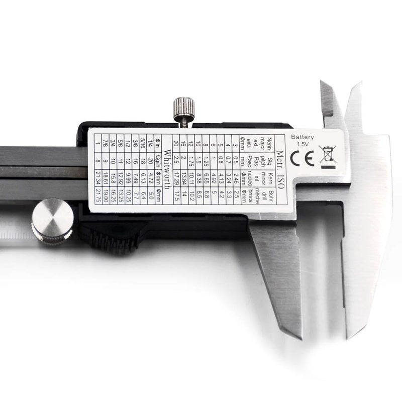 Oudtinx Electronic Digital Caliper Stainless Steel Body with Large LCD Screen | 0-6 Inches | Inch/Fractions/Millimeter Conversion 150mm