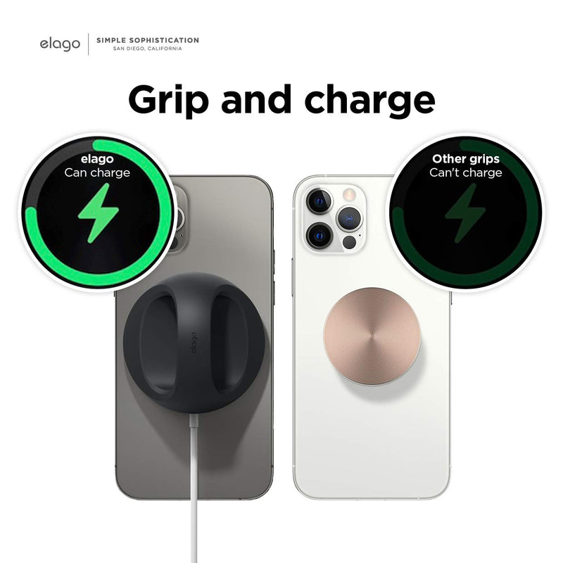 elago Grip Stand Compatible with MagSafe Charger, Phone Holder Compatible with iPhone 13/Pro/Pro Max/Mini and iPhone12, Nightstand Mode [MagSafe Charger Not Included] [Black] Black