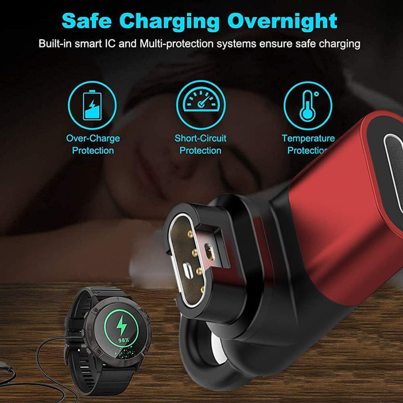 Garmin Watch Charger to 8-Pin Adapter 90 Degrees, Compatible with Garmin Fenix 7/7S/7X/6S/6/6X/5S/5/5X, Instinct 1/2/2S/Tide/Tactical, Forerunner, Vivomove,Vivoactive,Venu Series and More iPhone Port