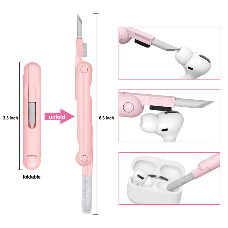 7-in-1 Electronic Cleaner Kit,Keyboard Cleaner,Laptop Cleaner Kit for Monitor, Cell Phone, Bluetooth,Headset, Lego, Airpods, Laptop Camera Lens (Pink) PINK