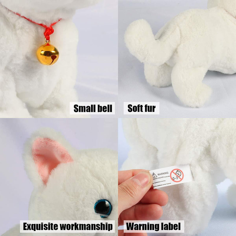 Smalody Interactive Plush Toys, Novelty Sound Control Electronic Cat Electronic Pets Robot Cat Gift for Children (White) White