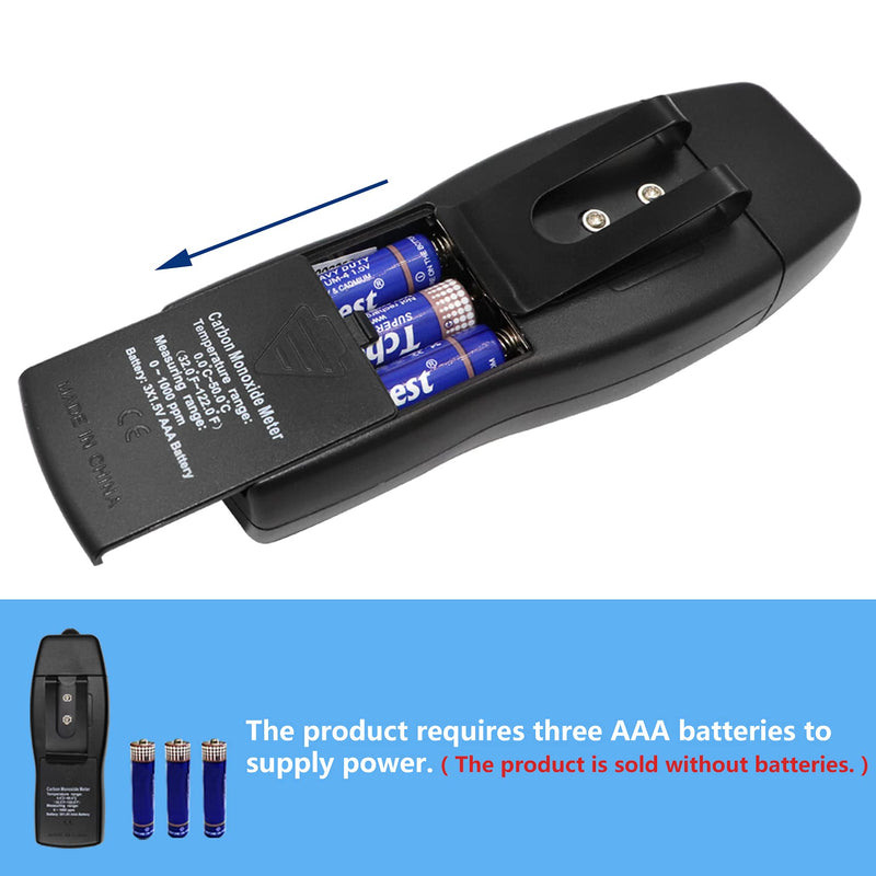 Handheld Carbon Monoxide Meter, 80db Light CO Leak Detector, Portable Handheld CO Detector, CO Gas Analyzer with LCD Display, 0-1000 ppm High Precision